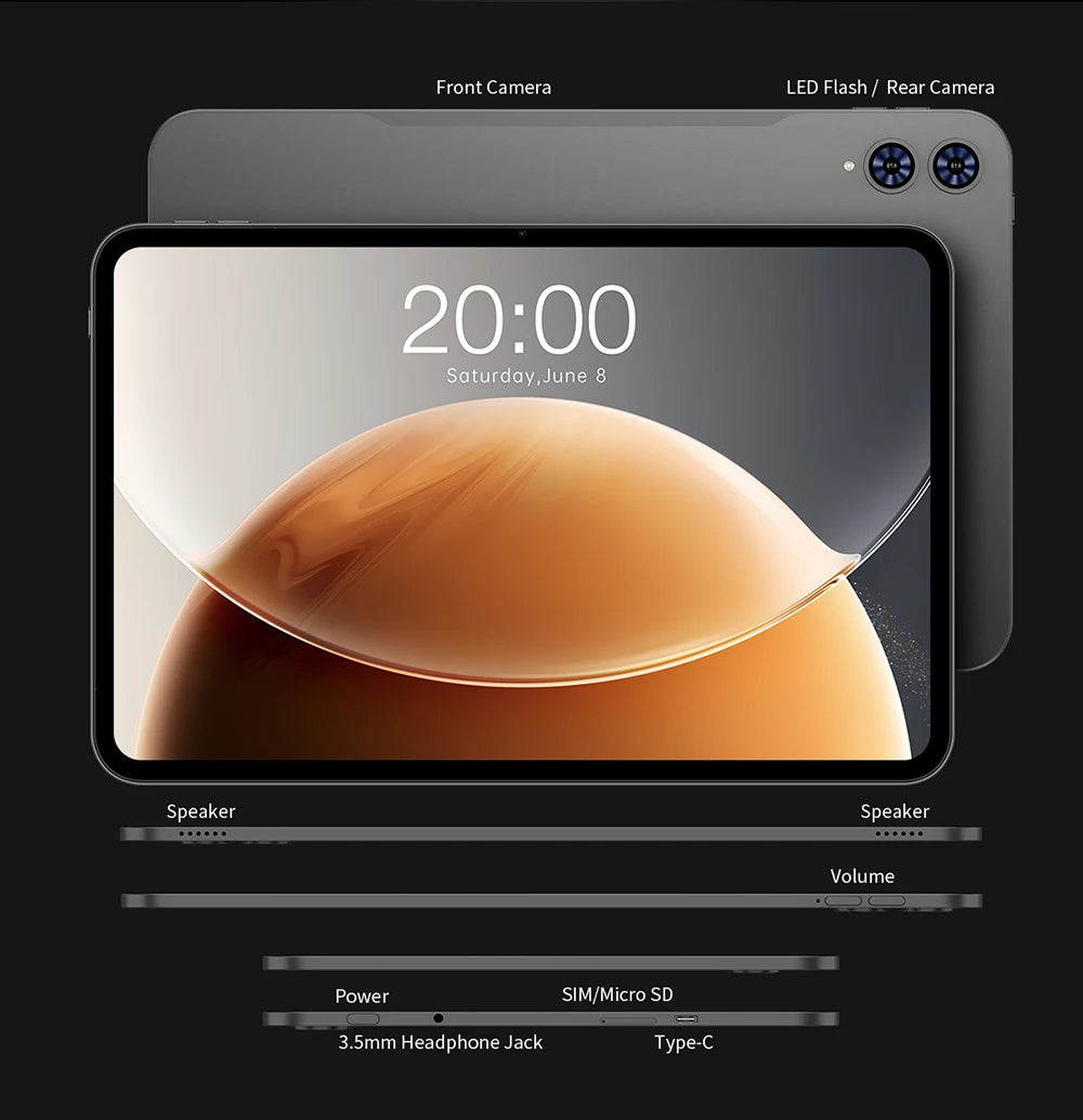 Teclast T65 13.4 Inches 2K 120Hz Screen Unisoc T7280 Octa Core Max 26G RAM 128GB ROM 8000mAh Battery Android 16 Tablets Dual SIM