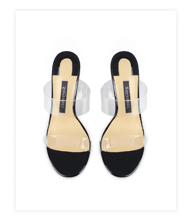 Luxury Women's Shoes Women's Sandals Summer New Open Toe Transparent PVC High Heels Shoes Ladies Fashion Elegant Sexy Pumps 8cm