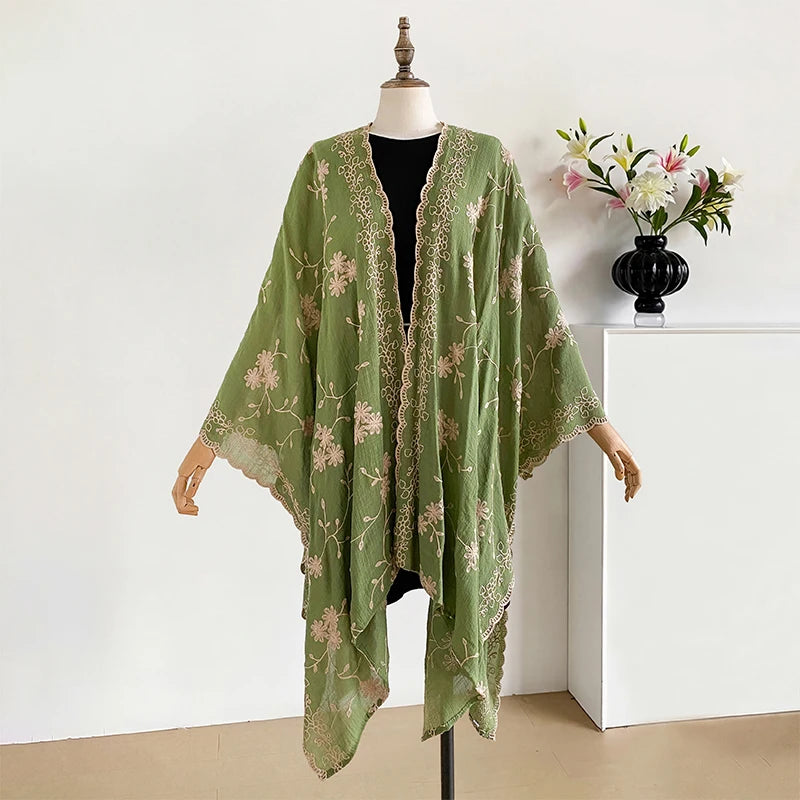 Bright Fashion Print Bohemian Long Cardigan Sweet Lady Beach Cover-Up Casual Holiday Party Kimono Maxi Stitch Boho
