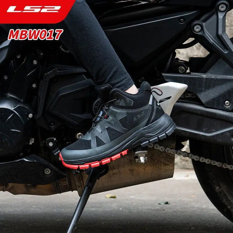 LS2 MBW017 Motorcycle Riding Shoes Men Breathable Anti-slip Motorbike Boots Wear-resistant Off-road Racing Protective Sneakers