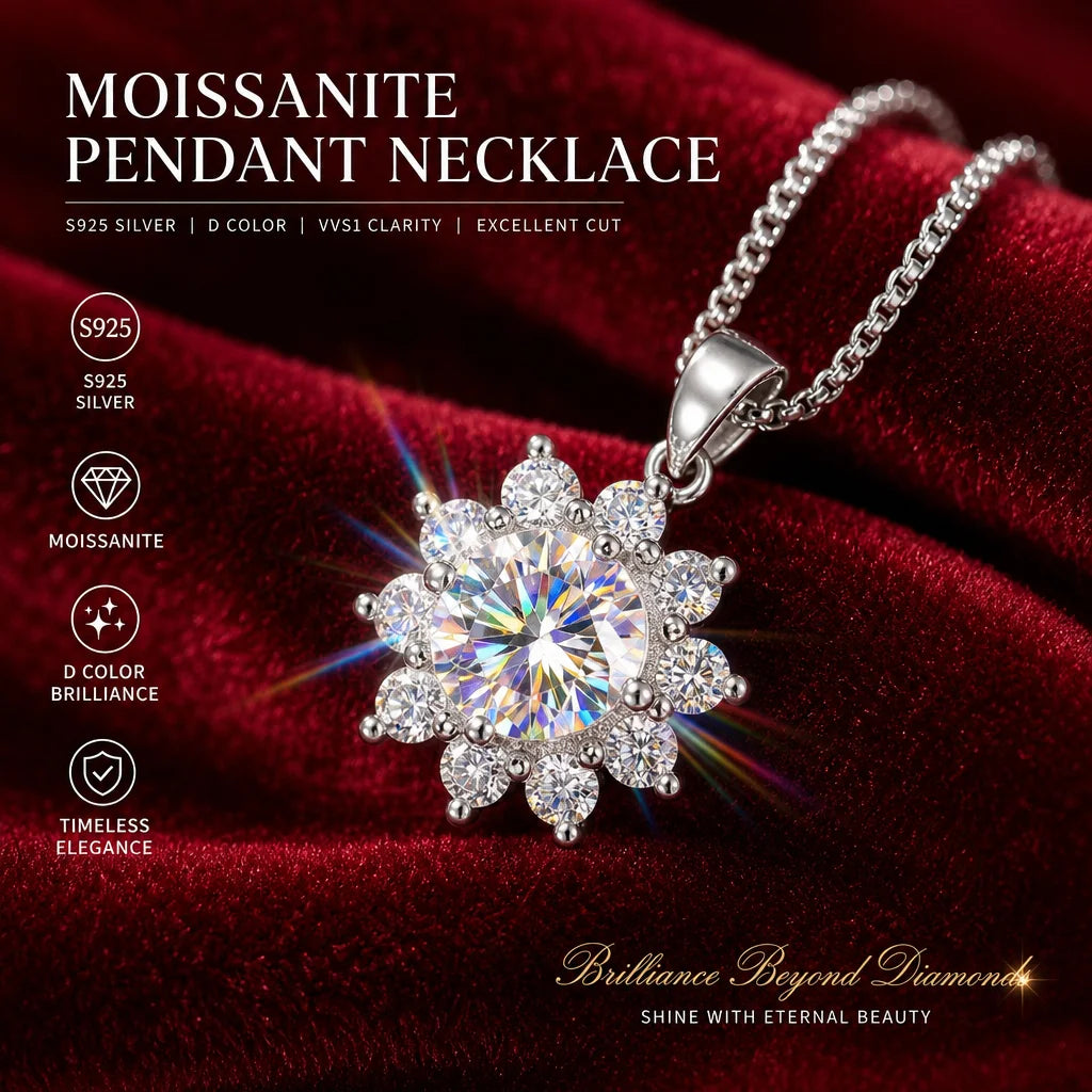 18K Gold Plated 1.0ct VVS1 D Color With Certificate Moissanite Necklace S925 Sterling Sliver Fine Jewelry for Woman Jewelry Gift