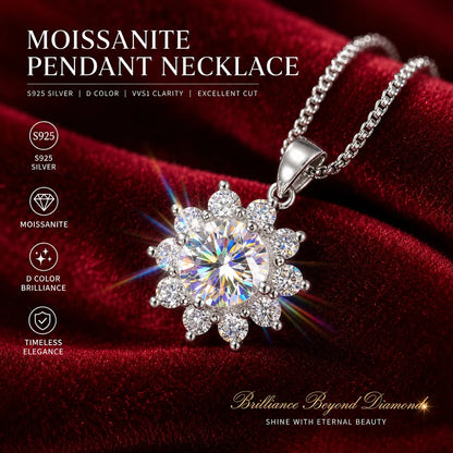 18K Gold Plated 1.0ct VVS1 D Color With Certificate Moissanite Necklace S925 Sterling Sliver Fine Jewelry for Woman Jewelry Gift