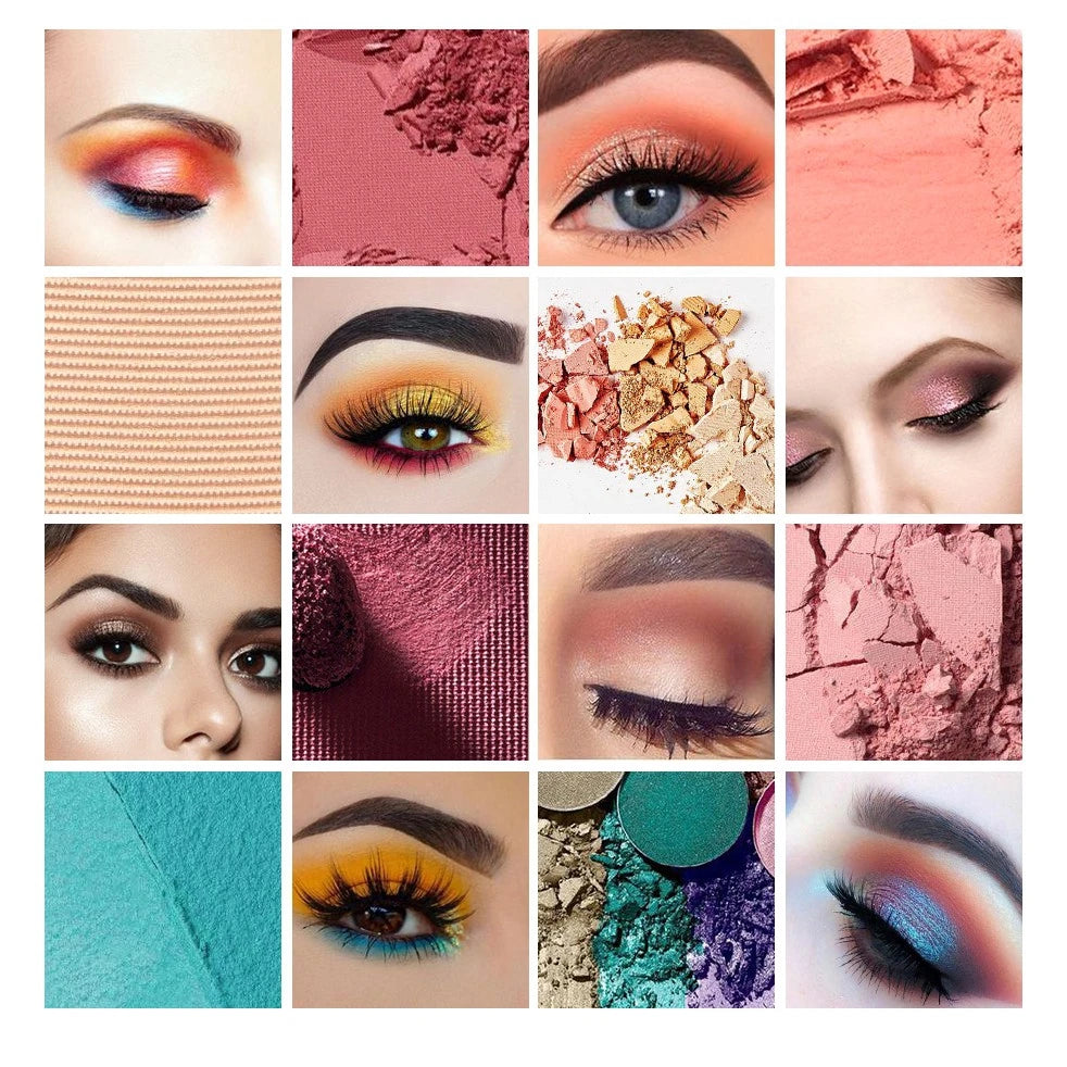POPFEEL Professional Eye Makeup Set: Eyeshadow Palette, Eyeliner, Brow Pencil, Mascara +8 Makeup Brushes - Perfect for Beginners