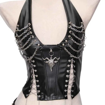 Goth Top Y2K Clothes Women's Tanks Emo Clothing Gothic Boho Tops with Spikes Punk Rock Teens Festival Spiked Bra Grunge T Shirt