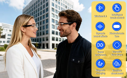 GS13 Smart Bluetooth Glasses with Color-Changing Lenses AI Translation & Open-ear Audio Hands-Free Calls for Travel And Work