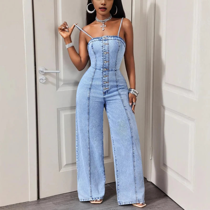 Jumpsuits Women Denim One Piece Strapless Sexy Sleeveless Overalls Long Pants Tight Waist Rompers Y2k Streetwear Work 2026