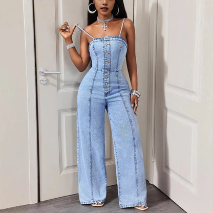 Jumpsuits Women Denim One Piece Strapless Sexy Sleeveless Overalls Long Pants Tight Waist Rompers Y2k Streetwear Work 2026