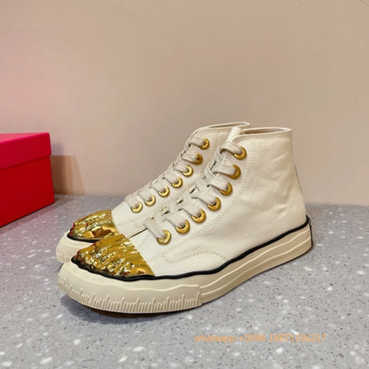 Golden Five Fingers Catwalk Ladies Shoes 2024 Summer New Sexy Street Thick Sole Sports Casual Pumps Model Party Lace Up Sneakers