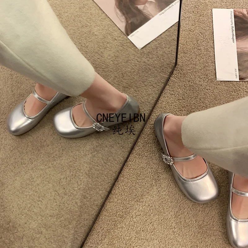 New Spring Autumn Women Ballet Flats Comfort Round Toe Soft Sole Leather Shoes Ladies Daily Wear Dress Mary Jane Shoes