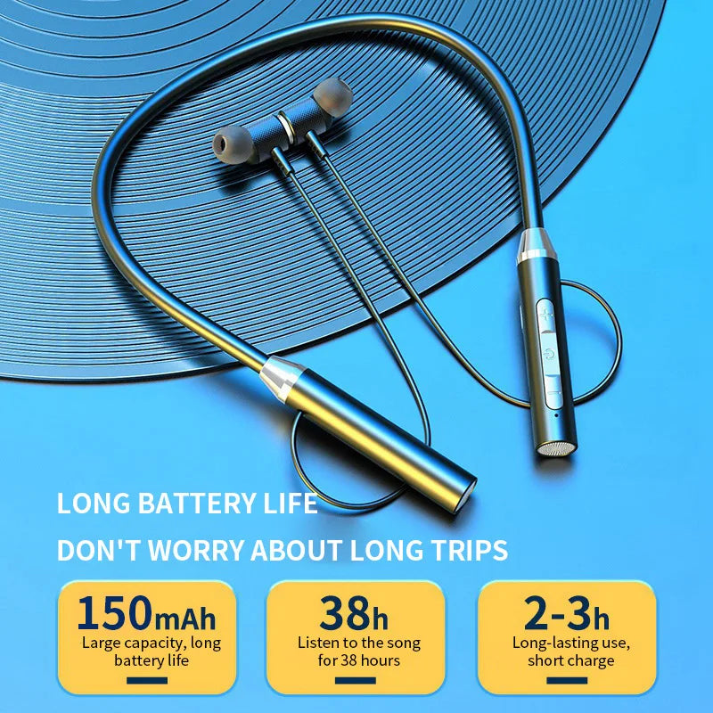 Wireless Bluetooth Earphones 9D Stereo Surround Headphone Neckband Magnetic Sport Headset Neck-hanging Earbuds For iPhone Huawei