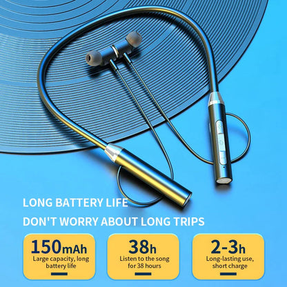 Wireless Bluetooth Earphones 9D Stereo Surround Headphone Neckband Magnetic Sport Headset Neck-hanging Earbuds For iPhone Huawei
