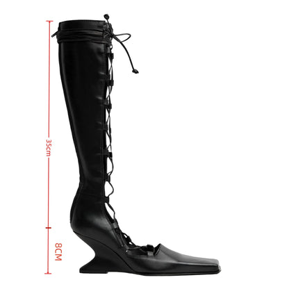 2026 Summer Hollow Out Strap Square Shaped Thick High Heels Summer Cool Boots Fashionable and Sexy Women's Sandals