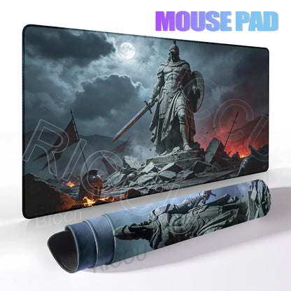 Black Majestic Sculpture Mouse Pad Large Desk Accessories Desk Pad Rubber Base Edge Mousepad Non-Slip Mousepad for Office