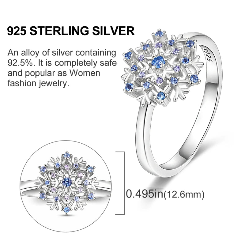 Original 925 Sterling Silver Ring Colorful Diamonds Cubic Zircon Finger Ring For Women Jewelry Wedding Engagement Birthday Gift