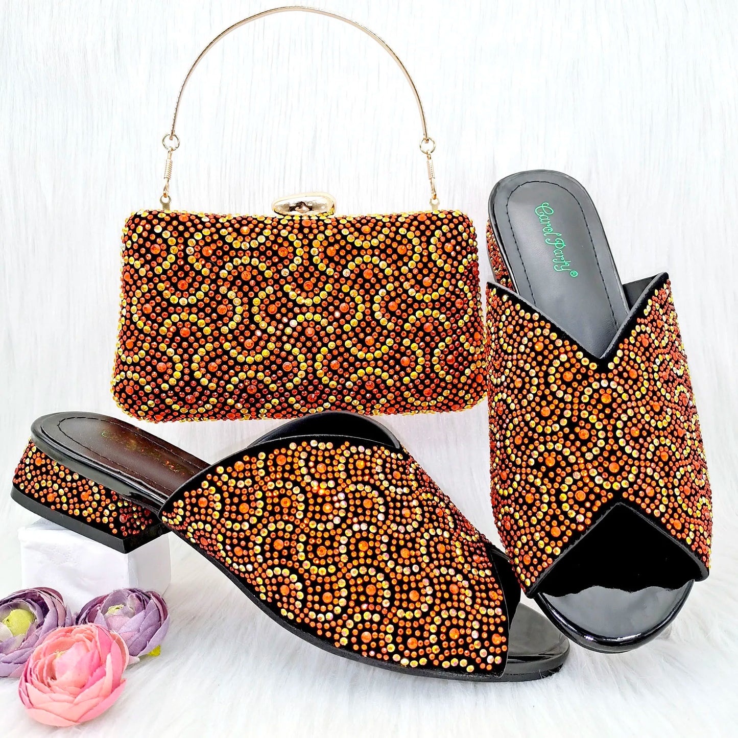 Doershow Italian Shoes And Bag Sets For Evening Party With Stones Italian Leather Handbags Match Bags!  SRT1-8