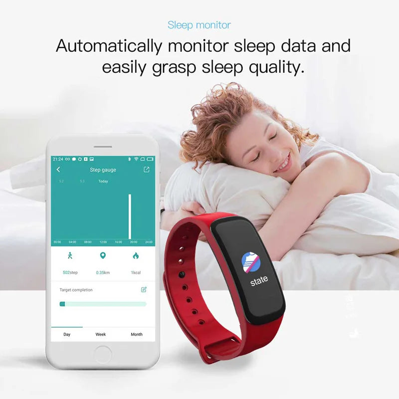 Smart Watch C1 Plus Bluetooth Step Counting Sports Bracelet Fitness Tracker Heart Rate Blood Pressure Sleep Men Women