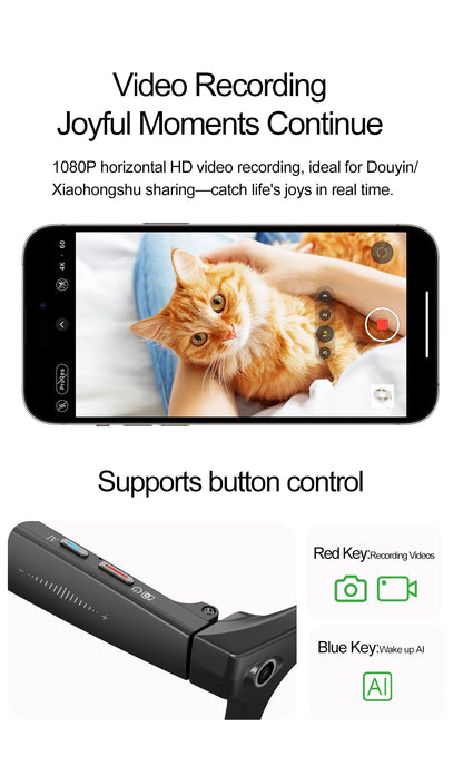 2026 New AI Smart Glasses 8MP Camera 1080P Video Shooting Real-time Translation SI BT Call Music Play Voice Recording Sunglasses