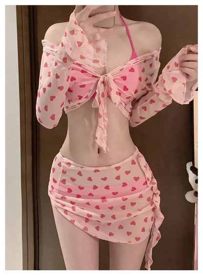 Solid Cute Women Checkered Bikini: Flattering, Slimming  High-Cut Two-Piece Bikini Hot Vacation Swimming Beach