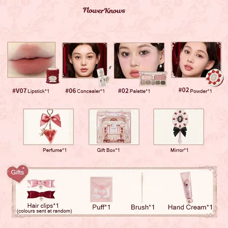 Flower Know Strawberry Cupid Box Collection Make Up Sets Cosmetics Full Set Palette Pressed Powder Blush Lipstick Mystery Box