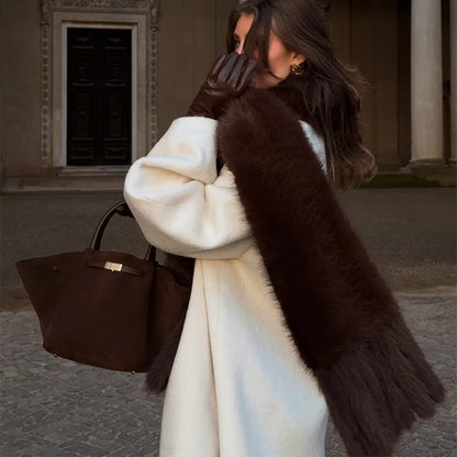 Faux Fur Tassels Scarf for Women Autumn Winter Fluffy Fur Neckerchief 2026 New Lady Luxury Shawl Scarves Clothing Accessories