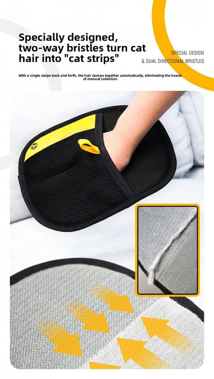 Pet Hair Removal Kit: Sticky Roller, Static Brush & Grooming Gloves - For Cat Dog Fur on Furniture Car Clothing