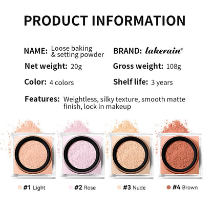 Loose Baking&Setting Powder Long Lasting Oil Control Natural Face Matte Waterproof Brighten Loose Powder Makeup Cosmetics