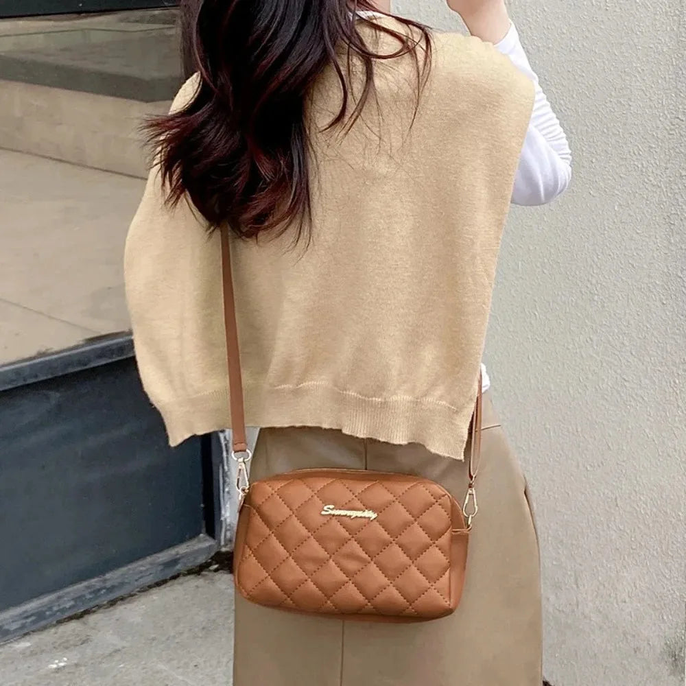 2025 New Small Messenger Bag For Women Trend Lingge Embroidery Camera Female Shoulder Bag Fashion Chain Ladies Crossbody Bags