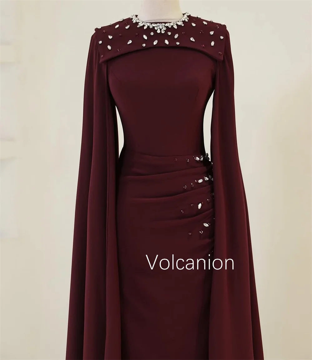 Customized Exquisite Jersey Pleat Sequined Straight Scoop Neck Midi Dresses Bespoke Occasion Modern Style