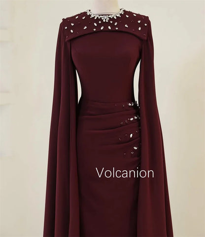 Customized Exquisite Jersey Pleat Sequined Straight Scoop Neck Midi Dresses Bespoke Occasion Modern Style
