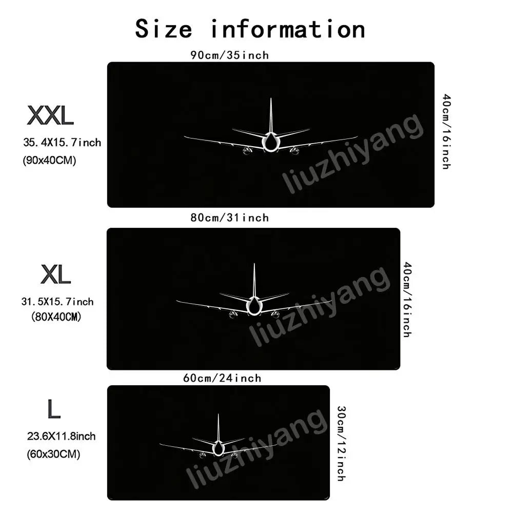 Night View Airplane Mouse Pad Large Computer Office Game Table Mat Rubber Anti-slip Stitched Keyboard Mats 90x40 XXL Desk Pads