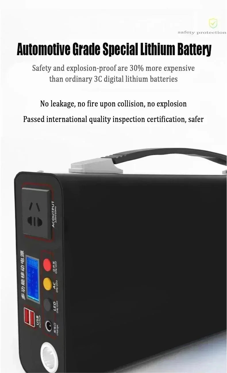 300W 220V 90000mAh Portable Power Station  Solar Generator Outdoor Camping Emergency Mobile Power Bank LiFePO4 Backup Battery