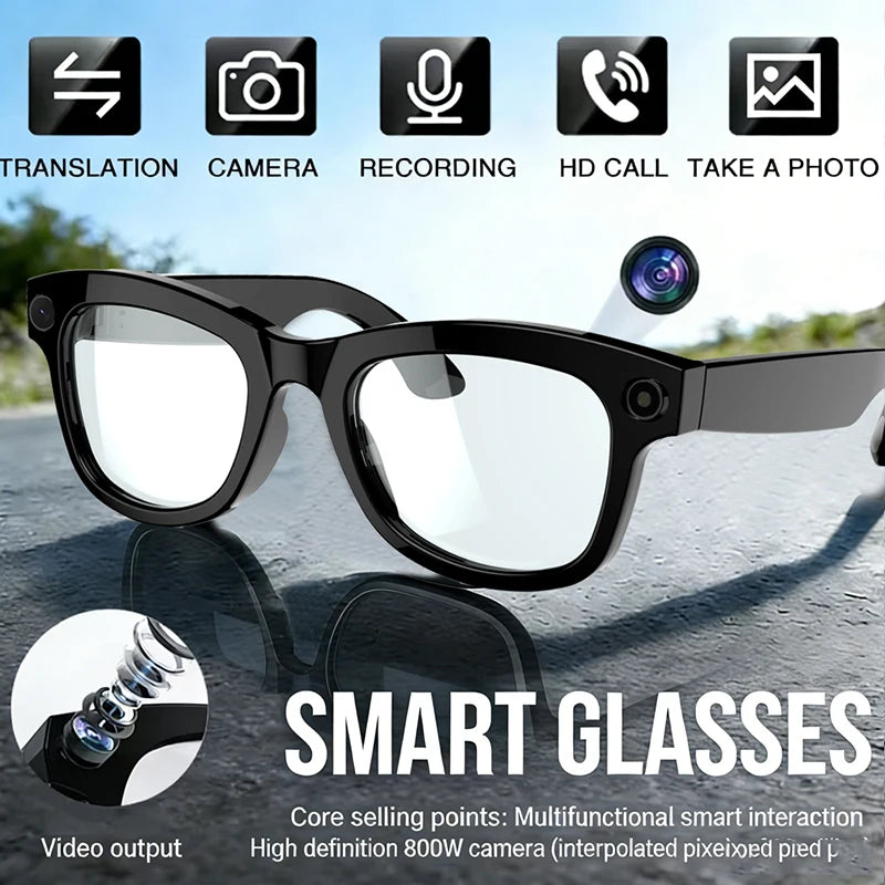 2026 New AI Smart Glasses with Video Camera Outdoor Sunglasses Wi-Fi Transfer BT Calling Audio Record Smart Wearable Headset