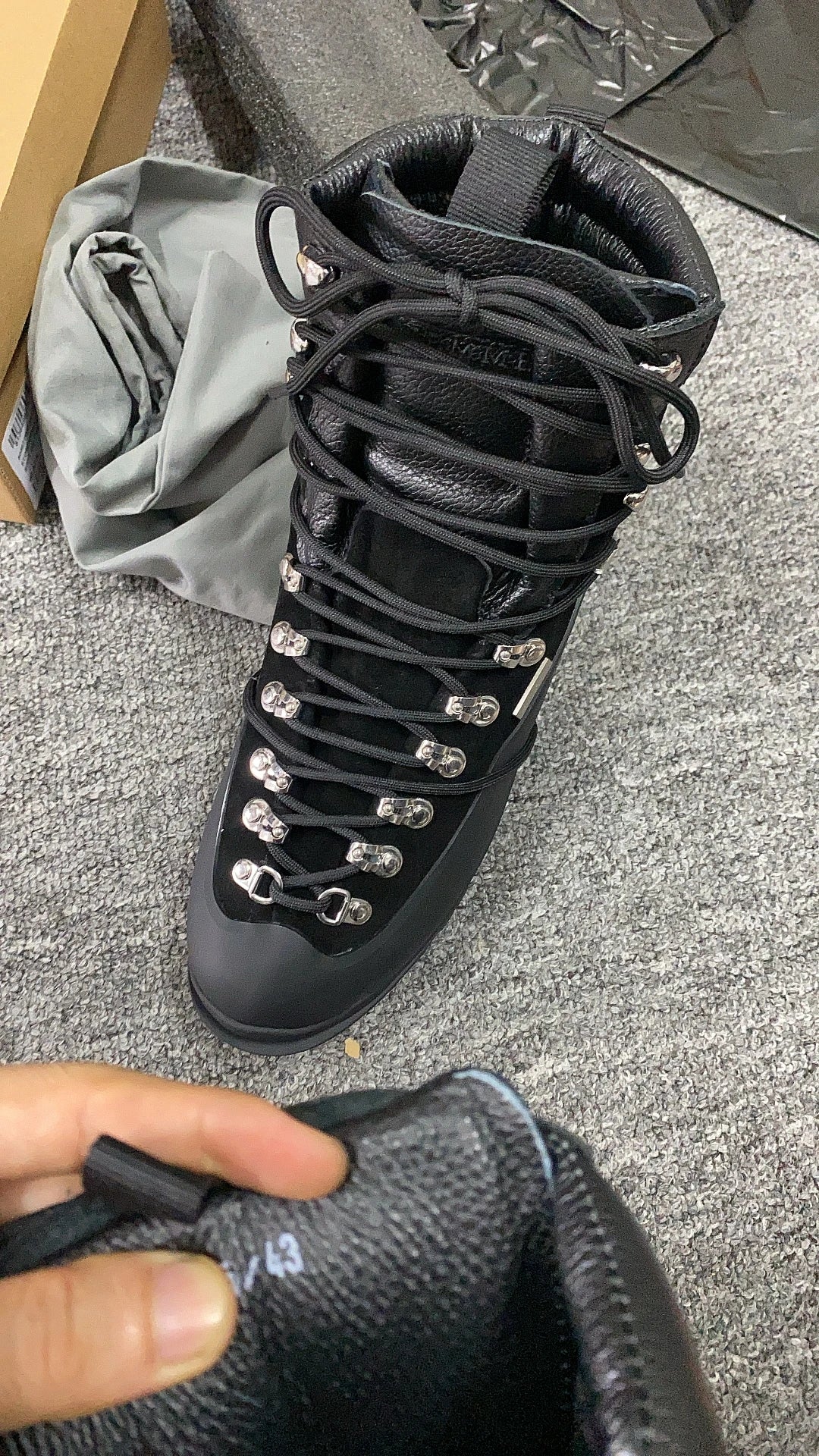 Customized Men Leather Black High Quality Functional Thick soled Motorcycle Hiking He Boots