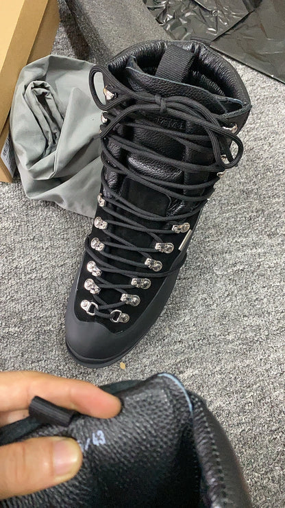Customized Men Leather Black High Quality Functional Thick soled Motorcycle Hiking He Boots