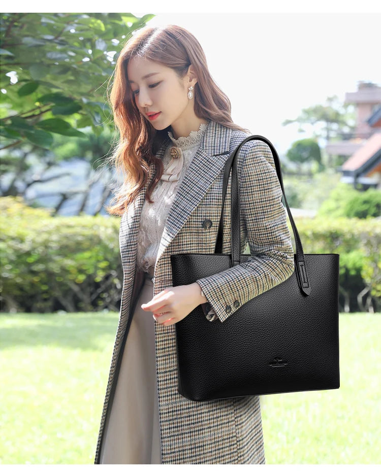 Genuine High Quality Large Capacity Shoulder Bag Female Tote Bag New Luxury Designer Handbag For Fashion Women Brand Shopper Bag