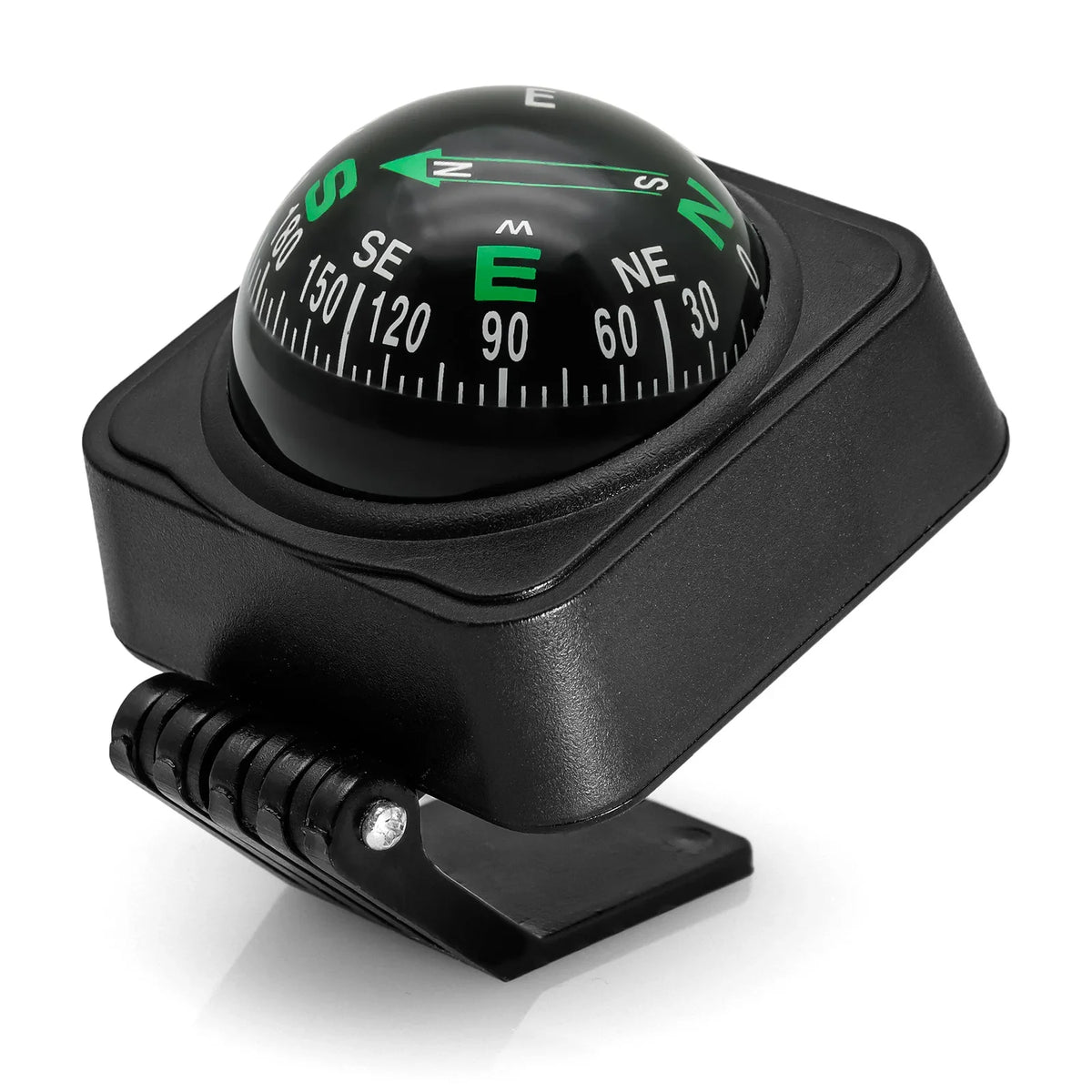 Marine Navigation Compass Guide Ball 360° Pivoting Magnetic Compass Dash-Mount High-Precision Black Compasses with Suction Cup