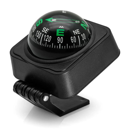 Marine Navigation Compass Guide Ball 360° Pivoting Magnetic Compass Dash-Mount High-Precision Black Compasses with Suction Cup