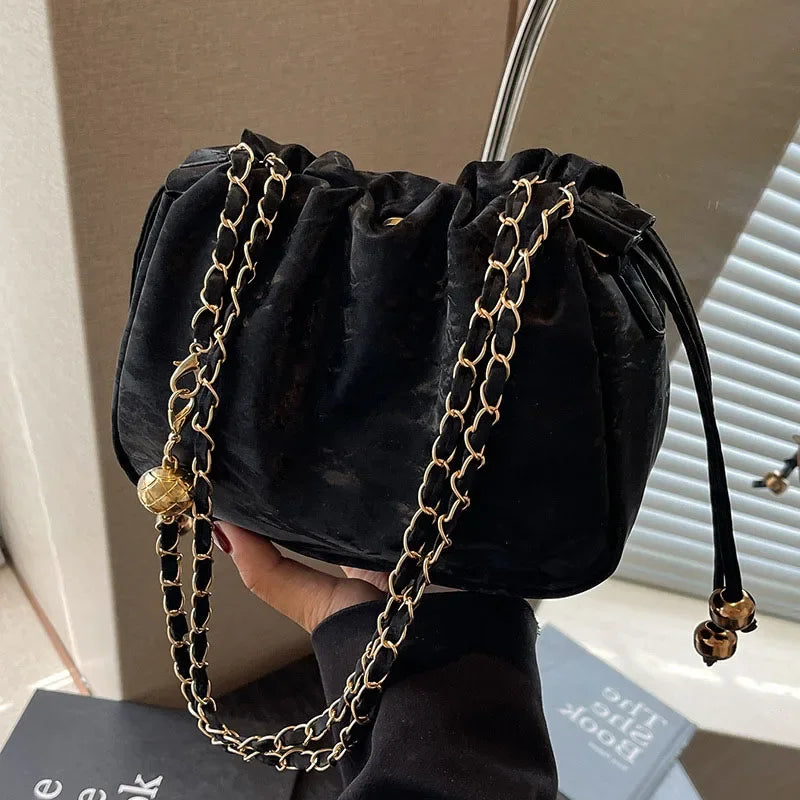 Chain Bag Ladies PU Leather Shoulder Bags Purse for Women Fashion Crossbody Bags Underarm Bag Small Square Satchel Handbag Bolas
