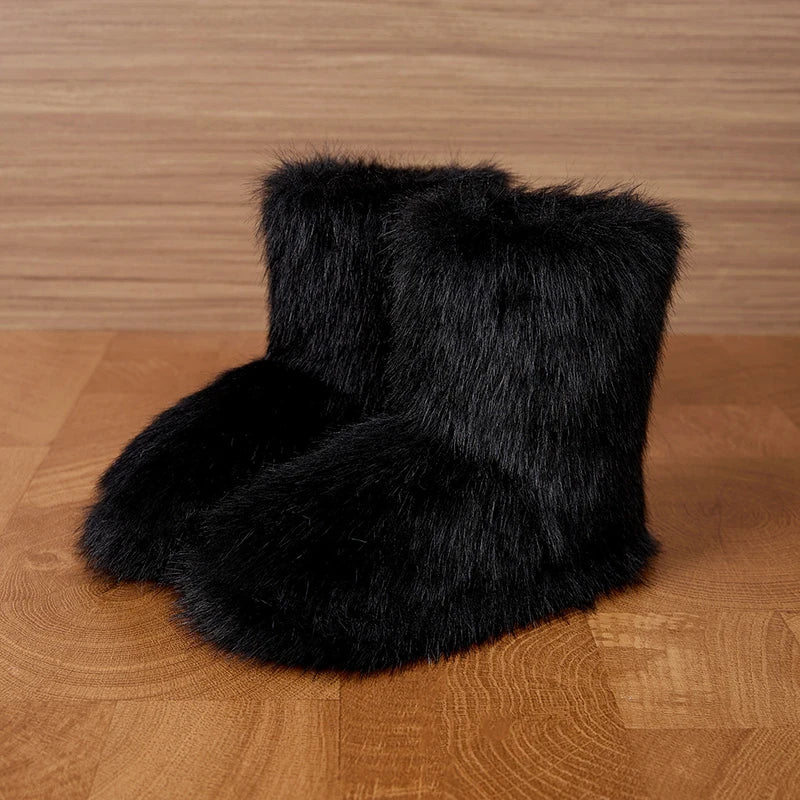 Winter Fluffy Ankle Boots Female Casual Plarform Women's Shoes Plush Luxury Designer Indoor Outdoor Fuzzy Fur Snow Booties Trend