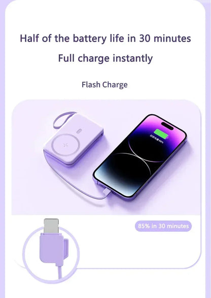 50000mAh Large Capacity Solar Power Bank 4 In1 Built in Cables Intelligent Digital Display Laser Light For Samsung Apple