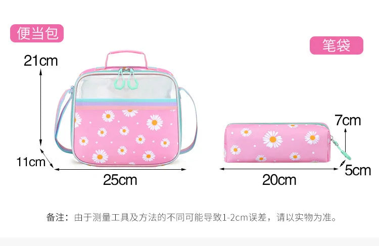 Cute Student Backpack 3pcs/set Primary Schoolbag Rabbits and Quicksand Kawaii Student Backpack Teenage Girls Handbag Rucksack