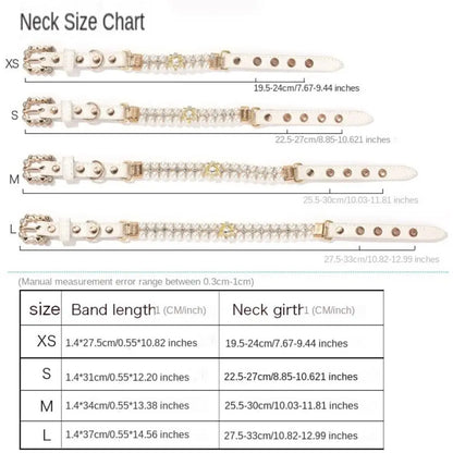 Adjustable Dog Cat Pearl Collars Rhinestone Bling Crystal Cat Necklace Luxury Jewelry PU Neck Strap for Small Dogs for Kitten