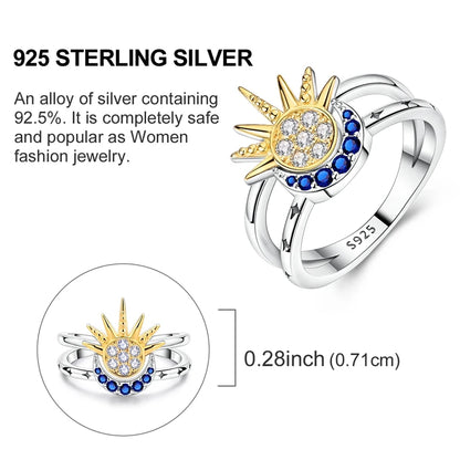 Original 925 Sterling Silver Ring Sun Star Moon Love Bowknot Sunflower Ring For Women Wedding Anniversary Ring Jewelry Gift