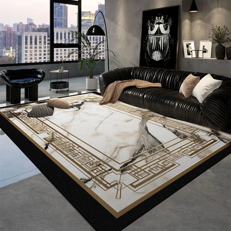 Europe and America Luxury Rugs for Living Room Decoration Home Golden Parlor Large Carpet Non-slip Bedroom Mat Washable Soft Rug