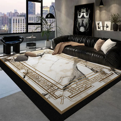 Europe and America Luxury Rugs for Living Room Decoration Home Golden Parlor Large Carpet Non-slip Bedroom Mat Washable Soft Rug