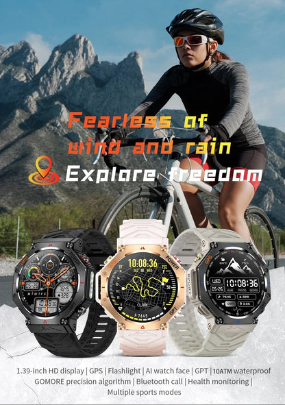 New Military Real GPS Smart Watch Men 10ATM IP69K Waterproof Swim Sports Watches Flashlight Bluetooth Call AMOLED HD Smartwatch