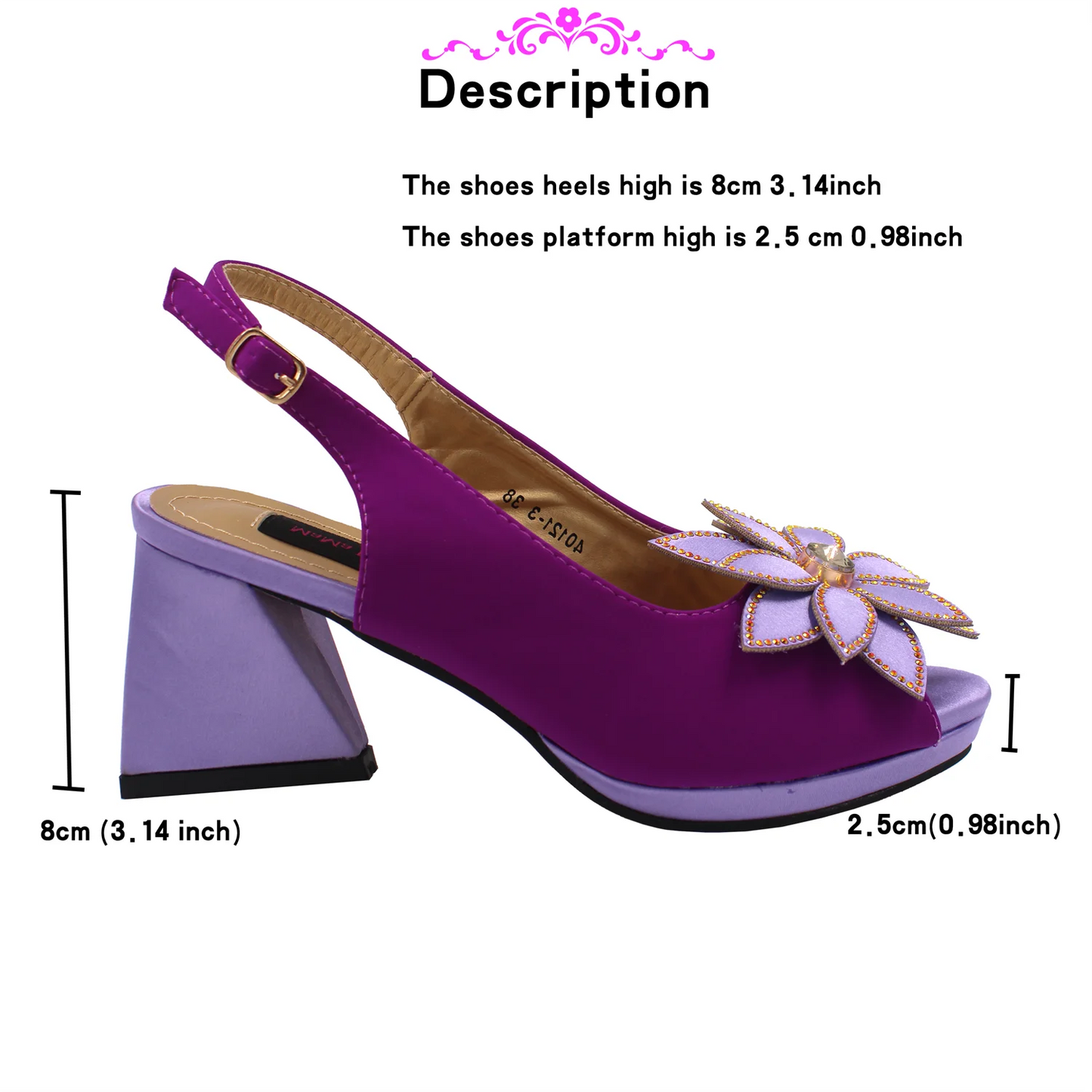 2024 New Design Special Fashion African Women Shoes Matching Bag Set High Quality with Platform Comfortable Heels for Part