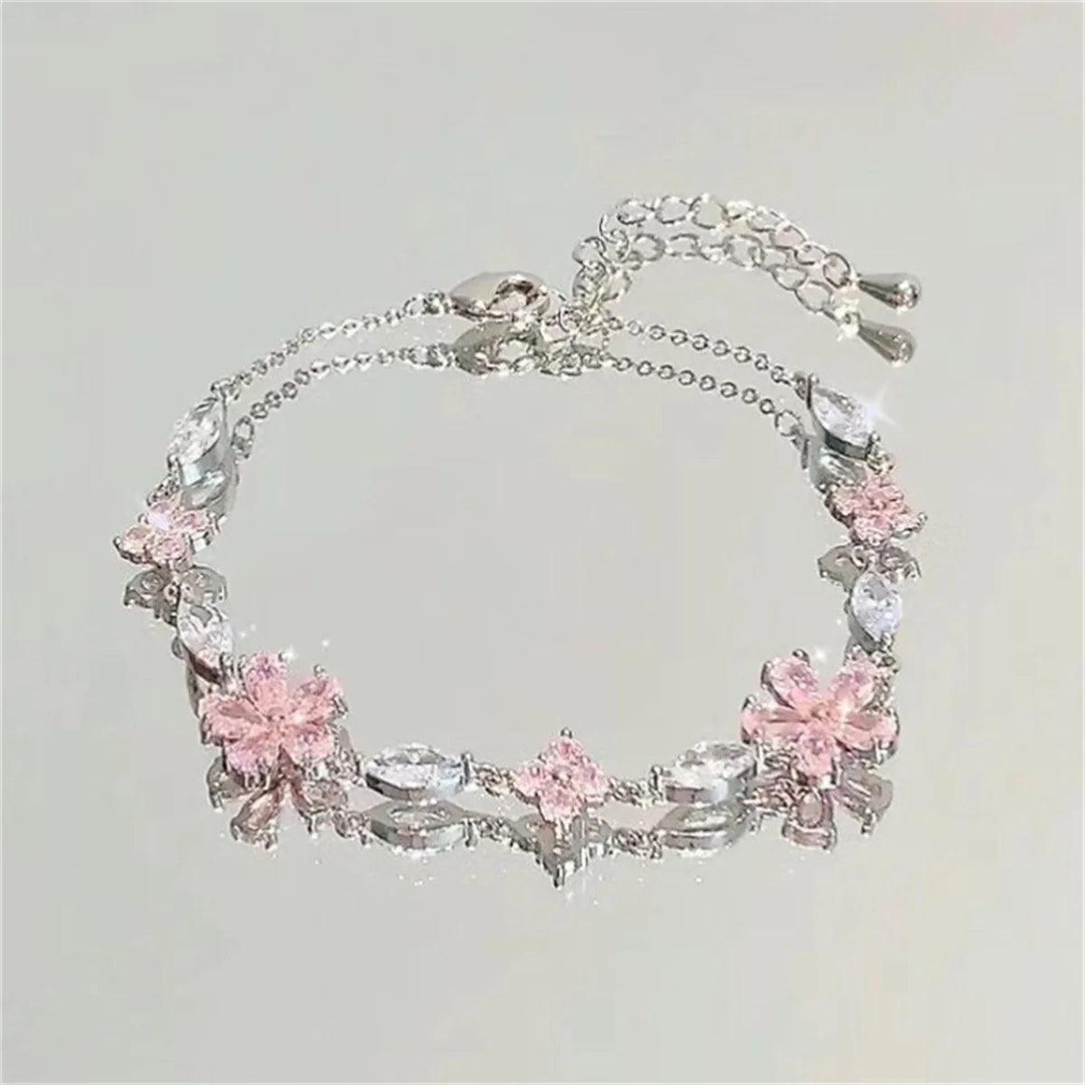 Elegant Crystal Flowers Bracelets For Women Girls Y2K Sweet Sparkling Zircon Floral Plant Chain Bracelet Luxury Wedding Jewelry