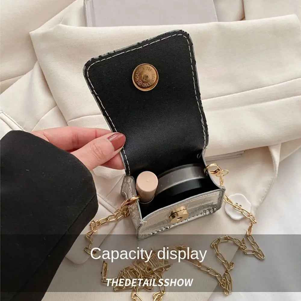 Korean Fashion Mini Crossbody Bags PU Simplicity Shoulder Bag Versatile Chain Handbag Lipstick