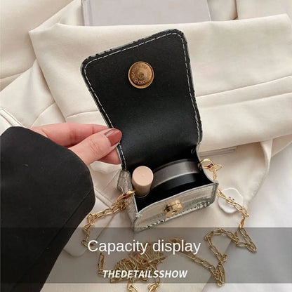 Korean Fashion Mini Crossbody Bags PU Simplicity Shoulder Bag Versatile Chain Handbag Lipstick